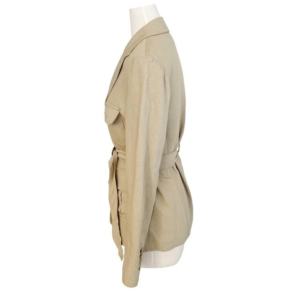 Nili Lotan‎ Khaki Utility Blazer Belted Jacket Safari Coat 8
